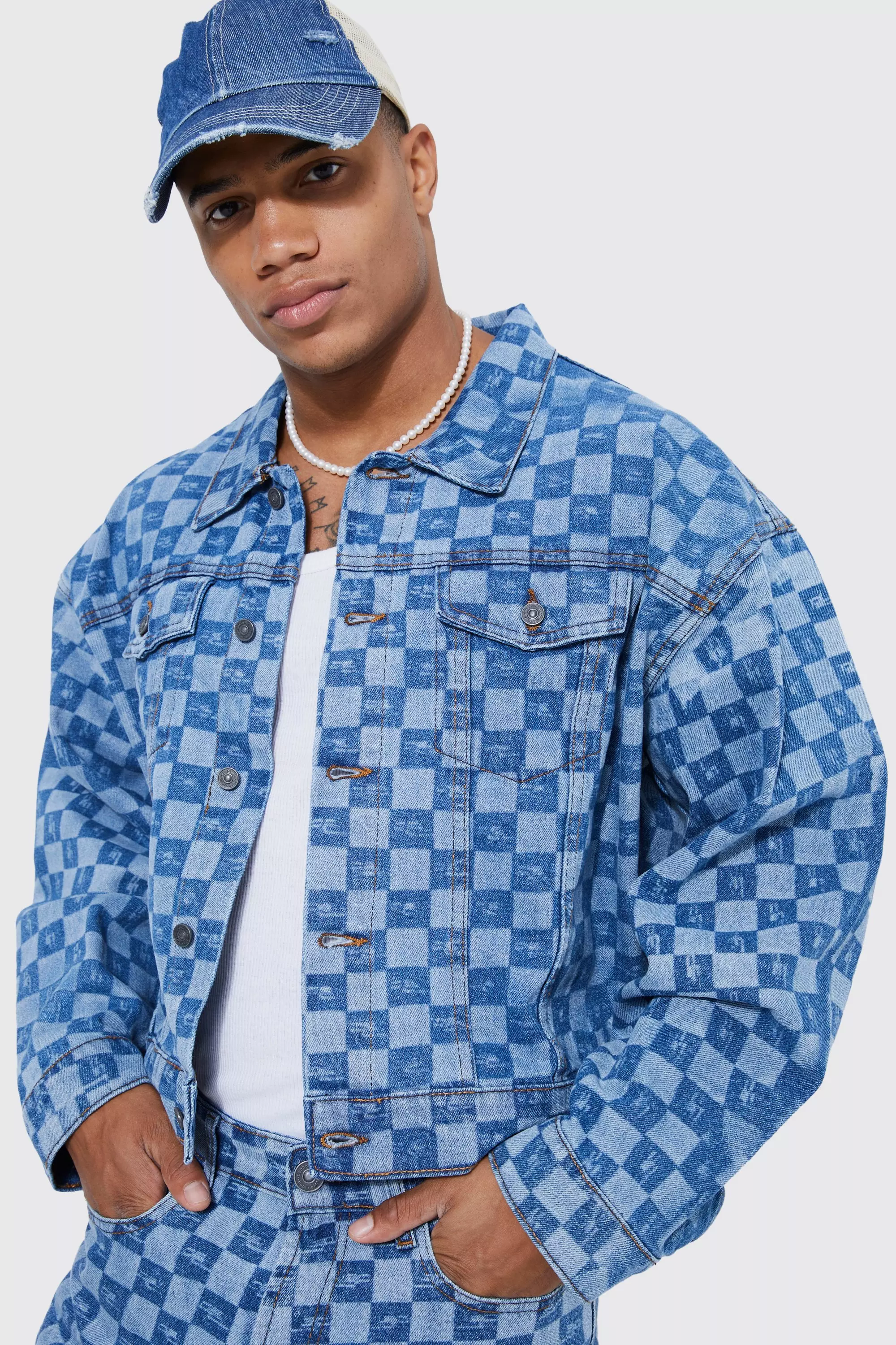 Plaid denim jacket sales mens